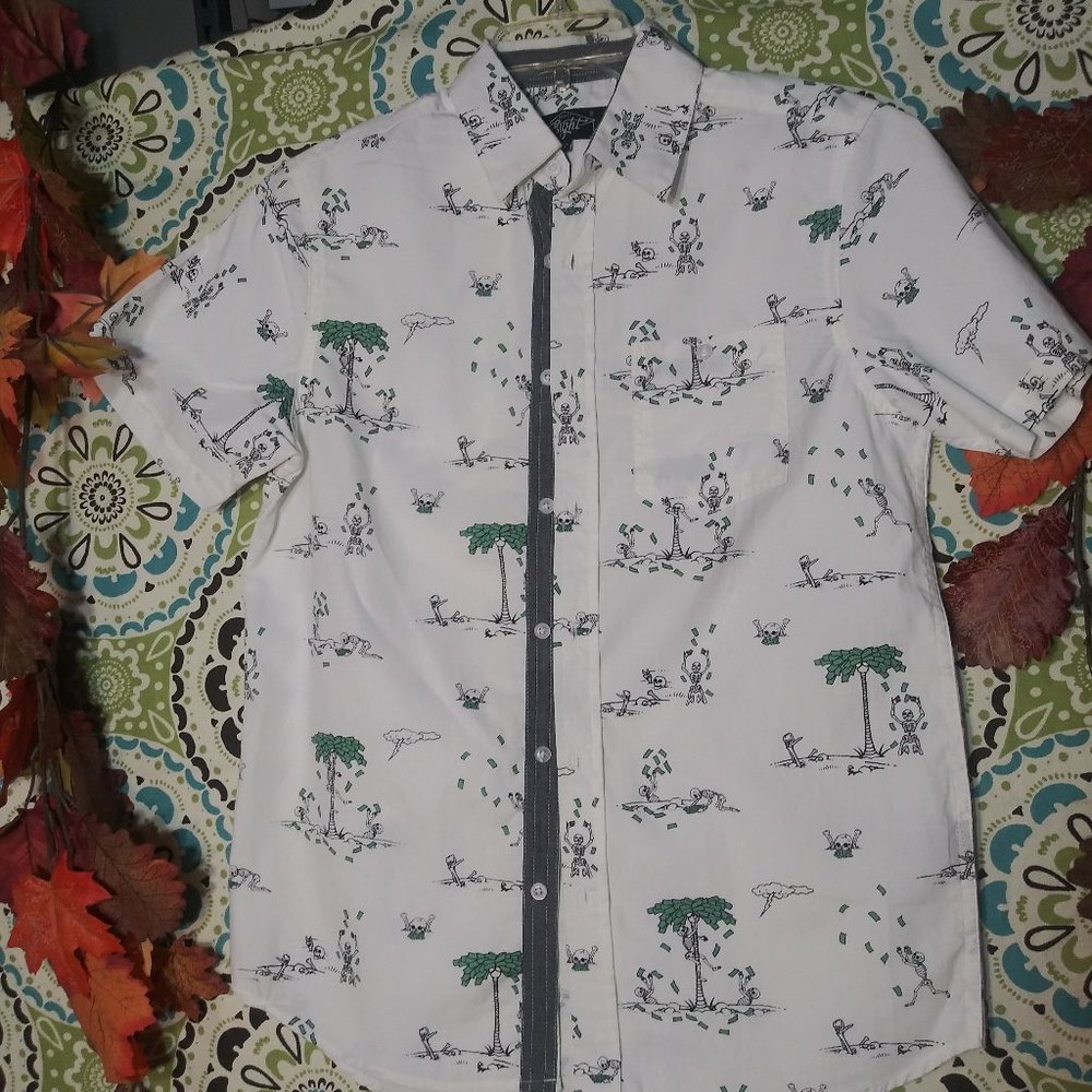 1841 Size Small Eighty Eight Button Down Shirt Skeletons Theme - Picture 2 of 6